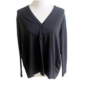 Lululemon Back In Action V Neck Long Sleeve Top Black Size 4 Pima Cotton Boxy